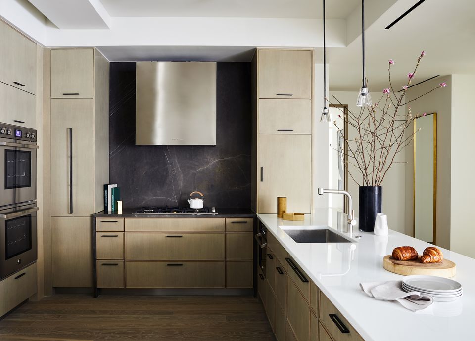 black and neutral modern kitchen