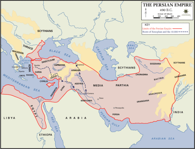 Map of the Persian Empire in 490 B.C.