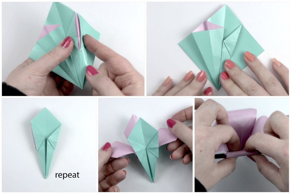 origami flower easy flat