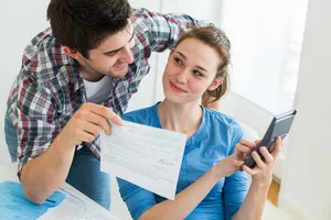 Couple going over finances