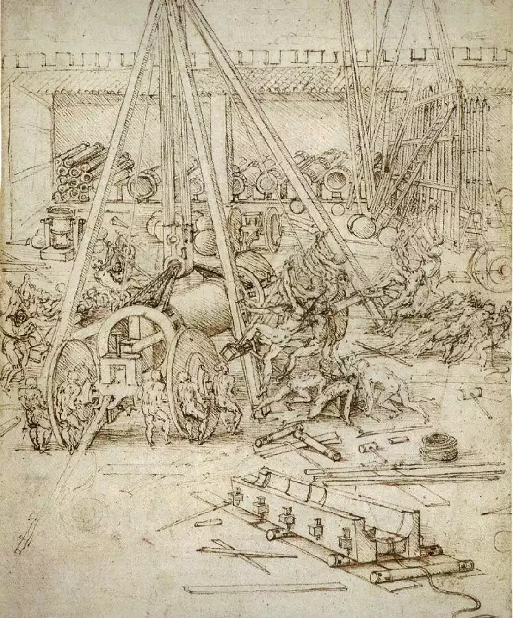 An Artillery Park is a 1487 drawing by Leonardo da Vinci.
