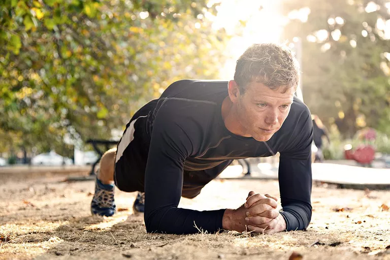 Man performing a plank