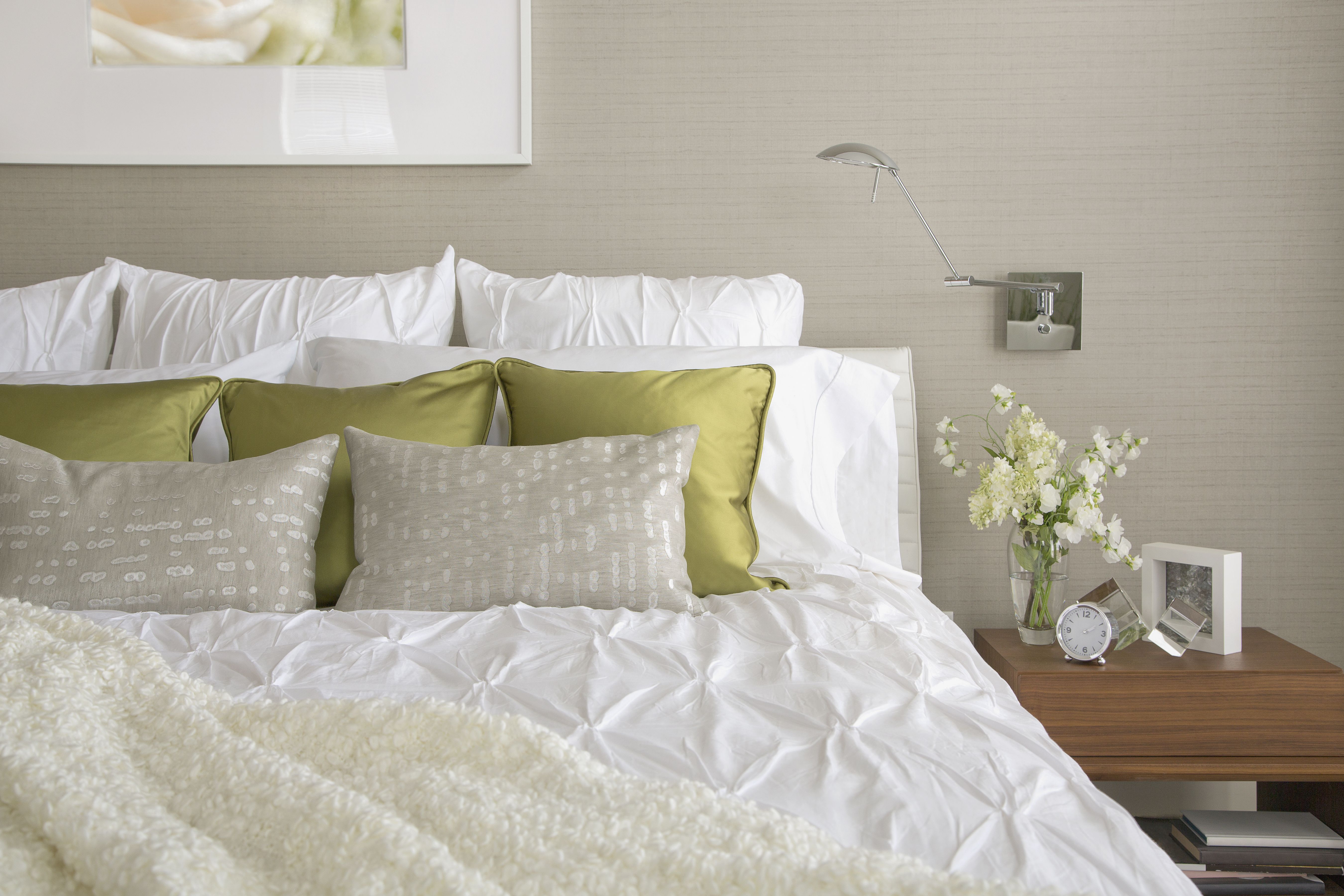 Contemporary Bedroom With Textured Bedding And Throw Pillows 607041375 5915e7405f9b58647088037a 