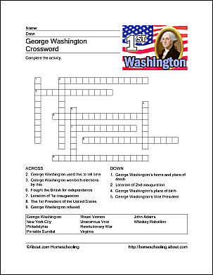 George Washington Printables - Wordsearch