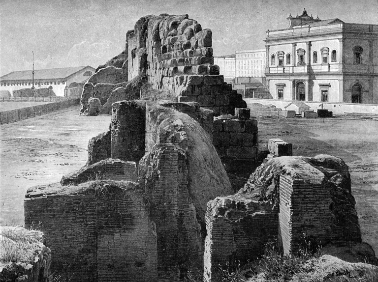 Remains of the Servian wall near the railway station, Rome, 1902.