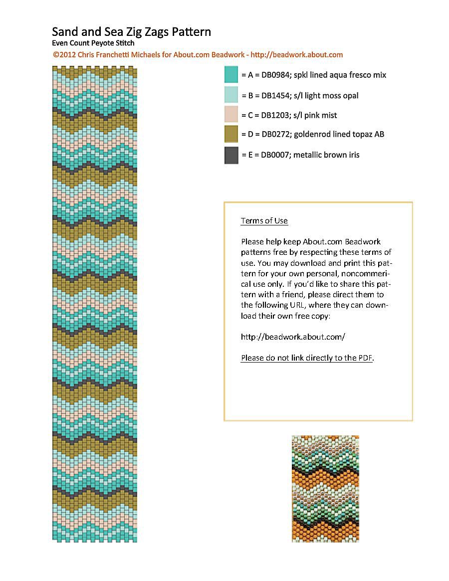 Download Zig Zags Even-Count Peyote Stitch Beading Pattern