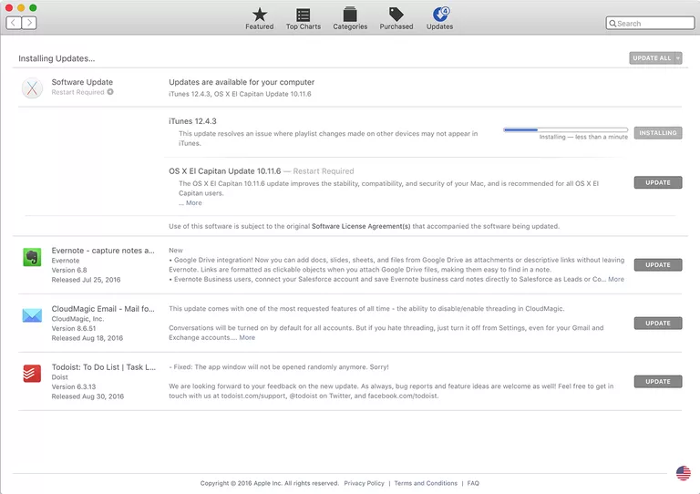 installing an iTunes update on a Mac