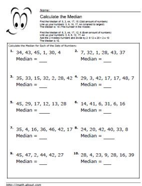 Median Worksheets for Math Students