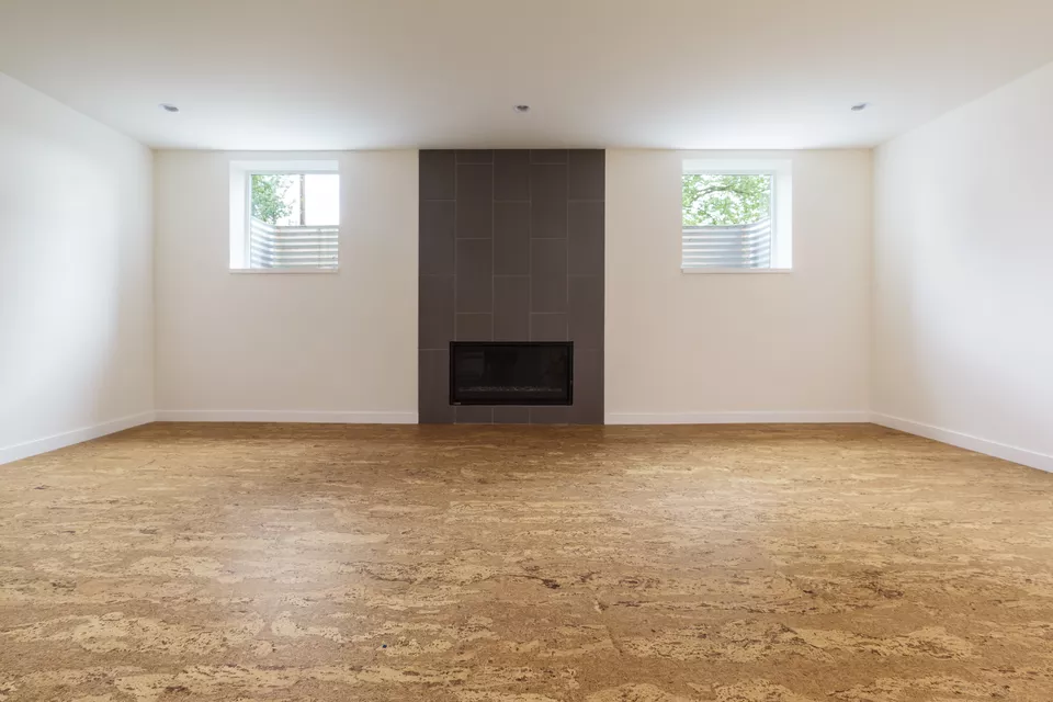 Cork flooring in unfurnished new home