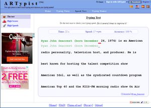 timed typing test wpm