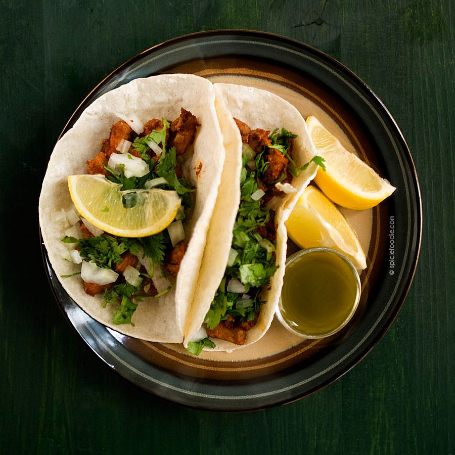 tacos in spicy chili sauce. spiciefoodie.com