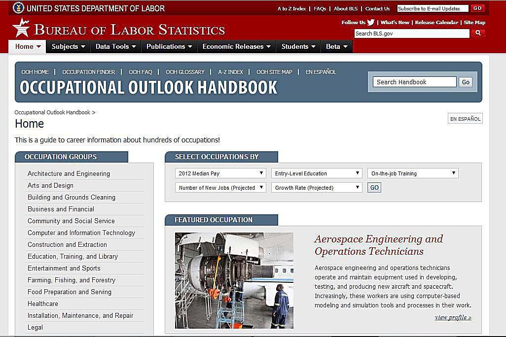 Occupational Outlook Handbook Providing Job Information