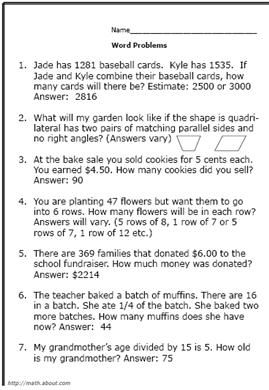 4th grade math word problems