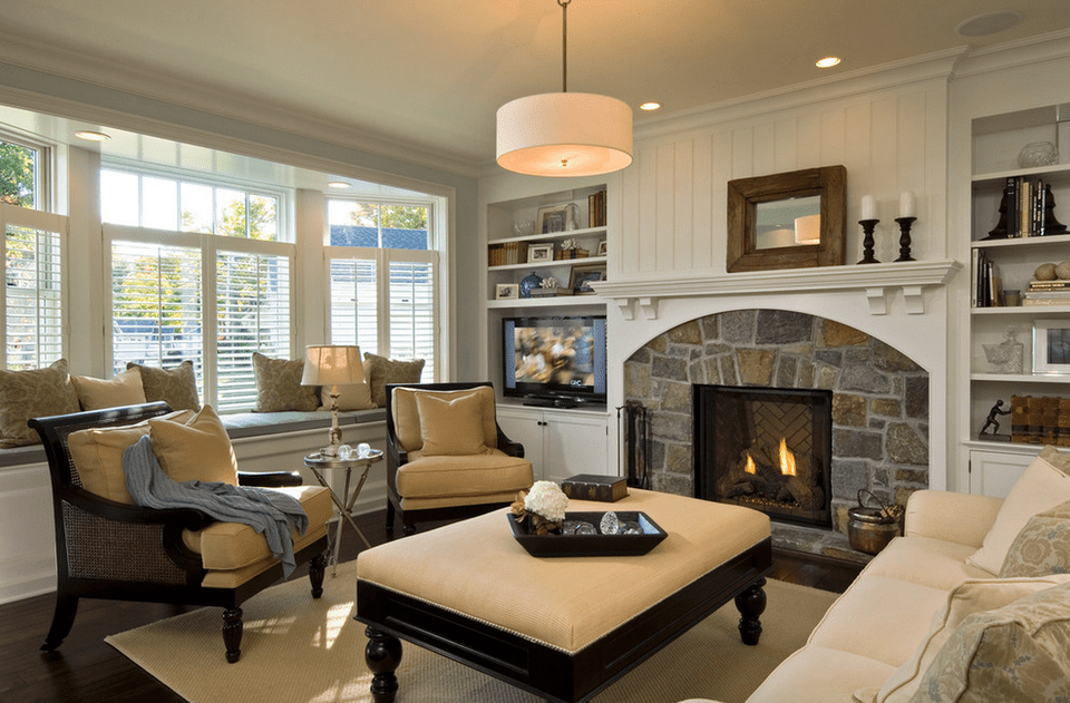 Small Living Room With Stone Fireplace