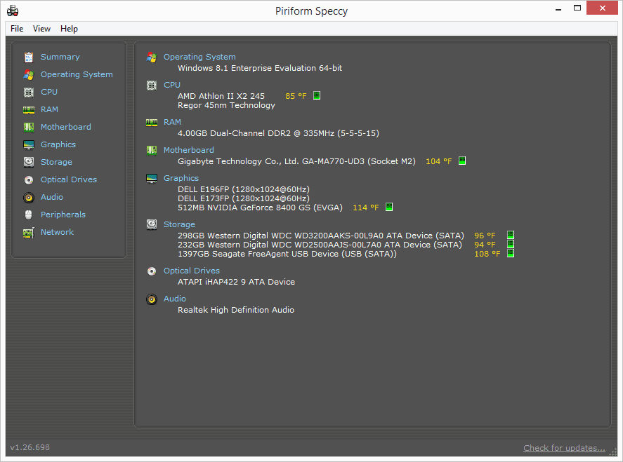 piriform speccy high temperature