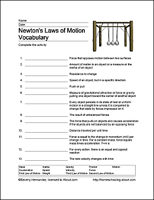 Newton's Laws of Motion - Homeschooling Exercises