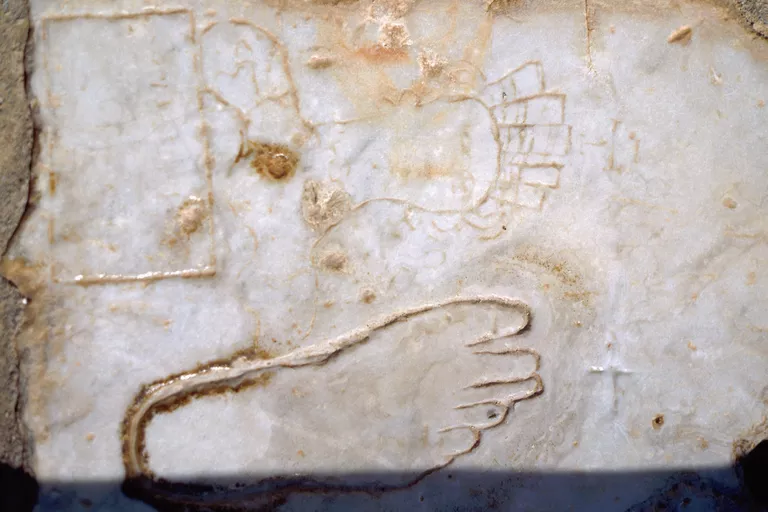 Footprint shows way to the Brothel in Ephesus, Turkey