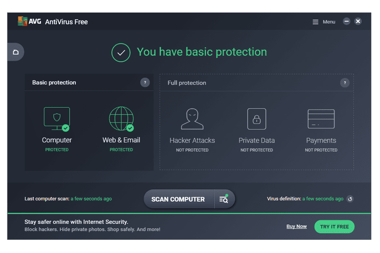 Screenshot of AVG AntiVirus Free in Windows 7