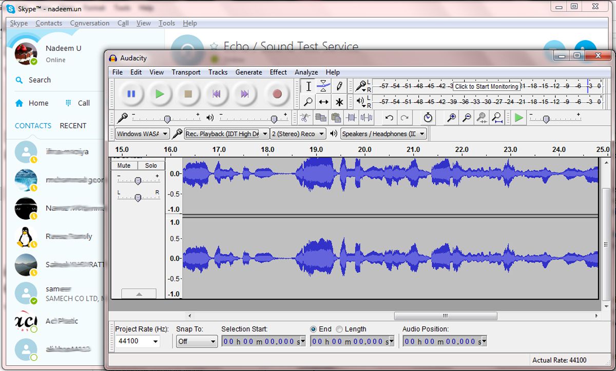 record voice on audacity