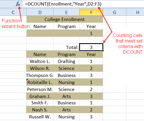 filter easy excel Tutorial Excel Function DCOUNT