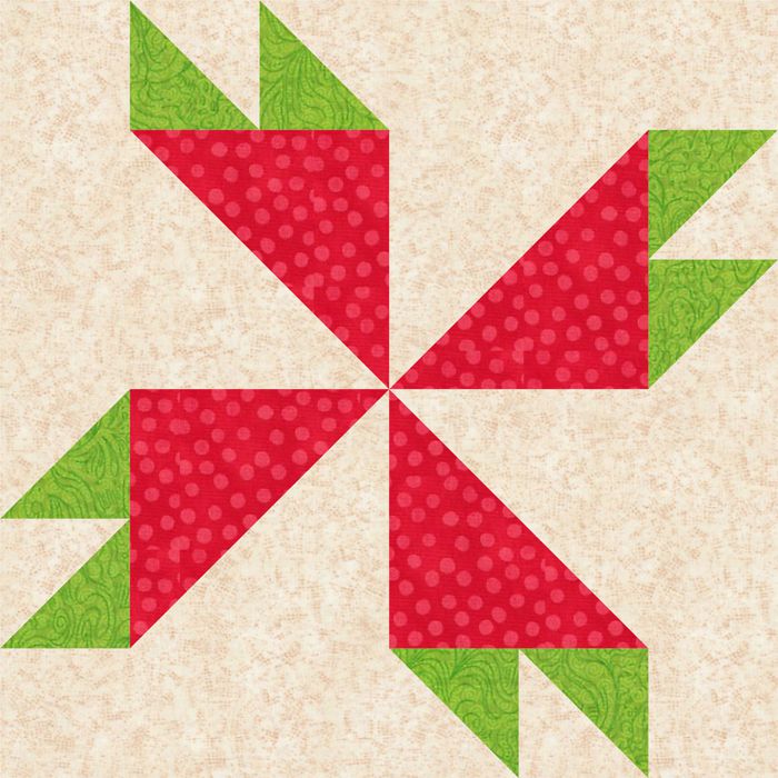 Download 12" Patchwork Rosebud Quilt Block Pattern