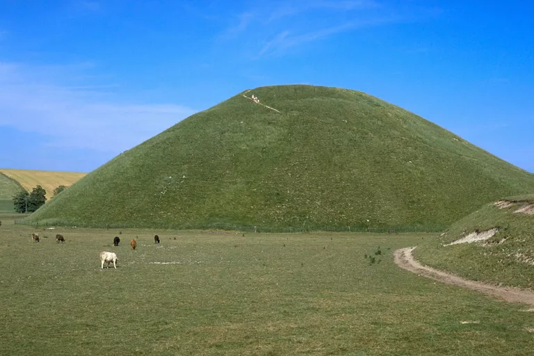 Silbury Hill, a man-made, prehistoric earthworks monument in southern England