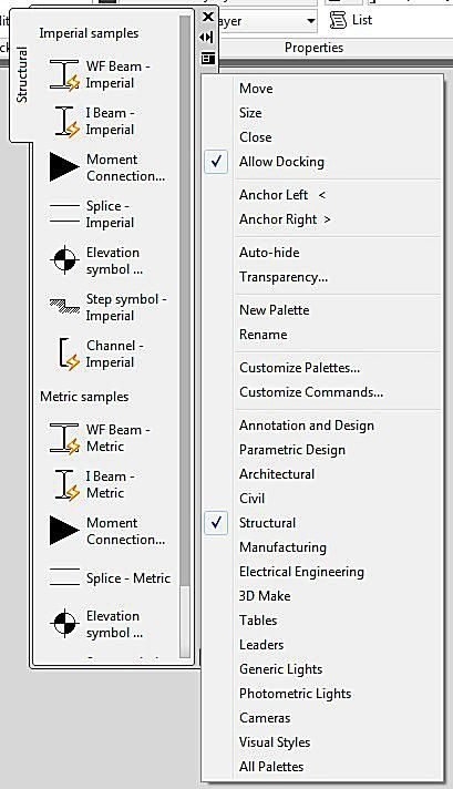 what tool palette in autocad has parking symbols