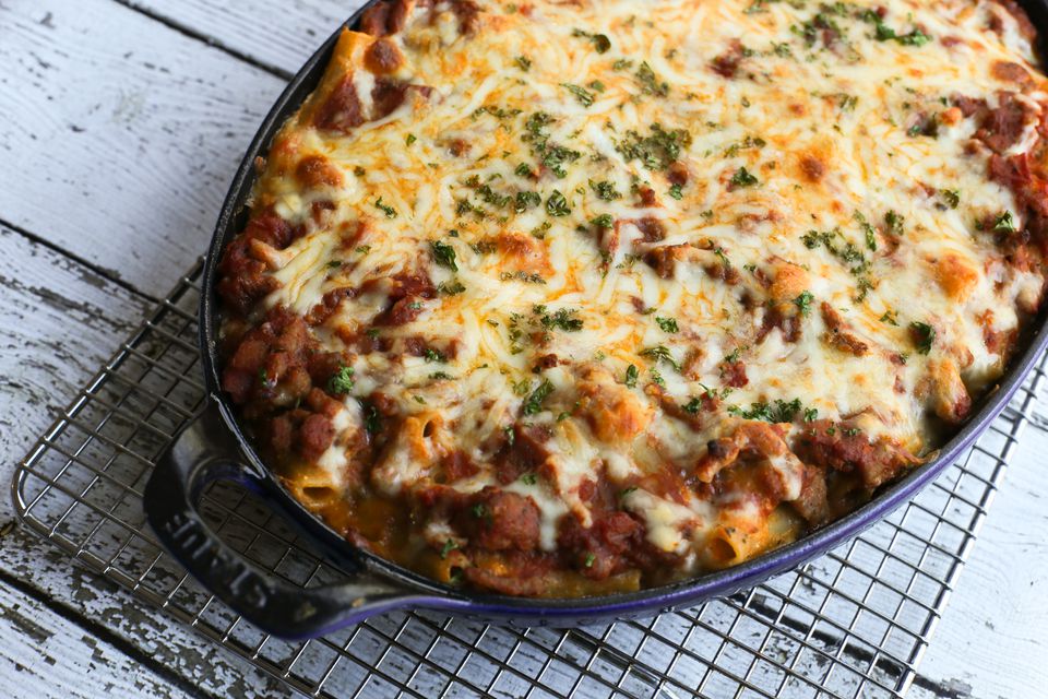 Meaty Baked Ziti Recipe With Ground Beef and Sausage