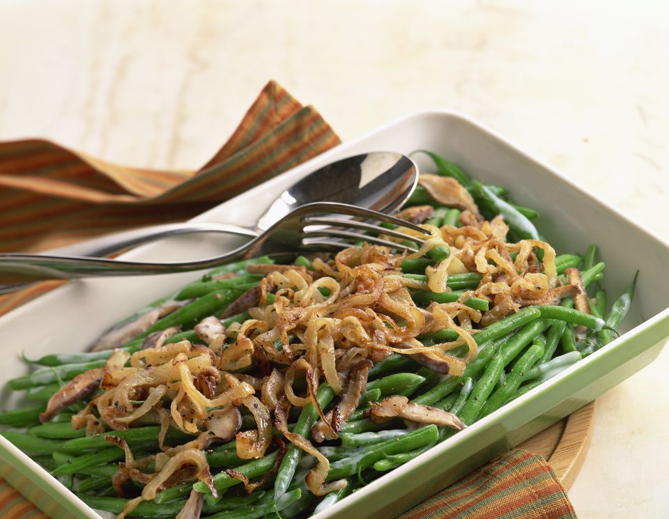 Green bean casserole with fried onions