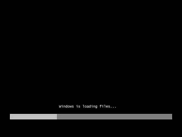 A screenshot of Windows 7 setup loading files