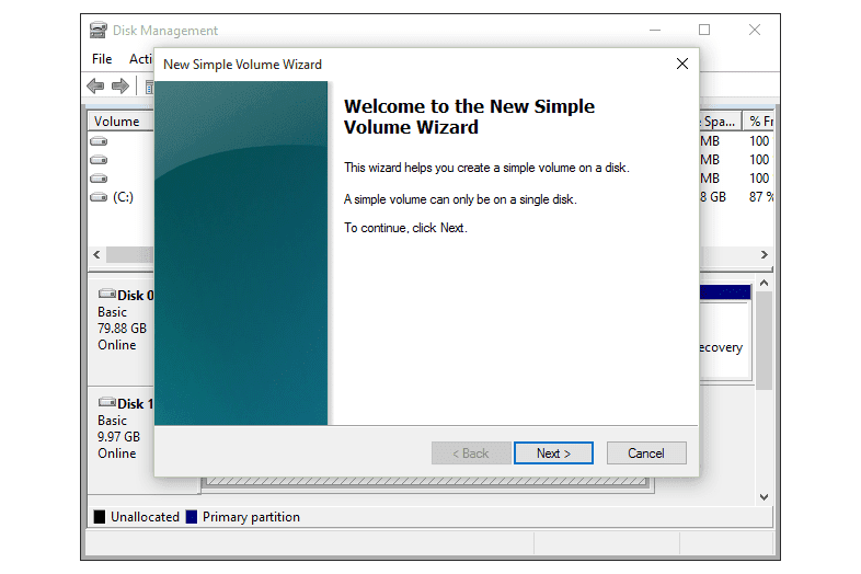 Create simple volume или dev. Hard Partition Zone.