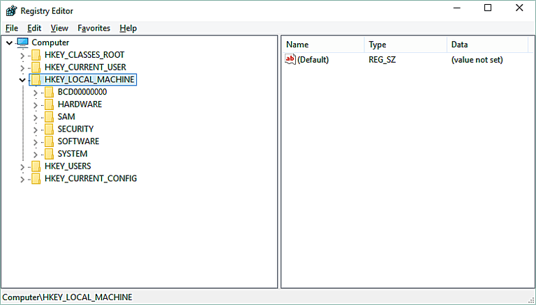 hkey_local_machine software microsoft windows currentversion policies system