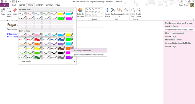 print selection in onenote