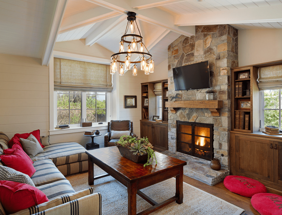 living room designs with stone fireplace