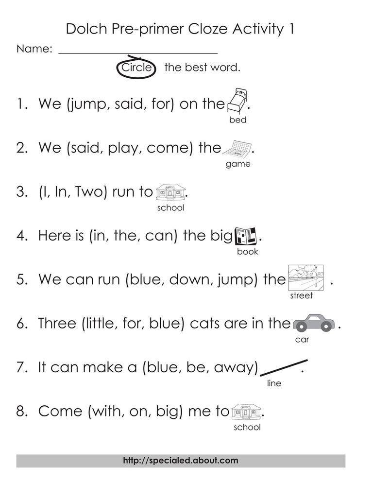 dolch sight words worksheets pre primer