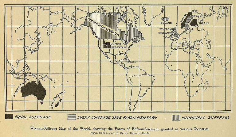 World Woman Suffrage Map 1908