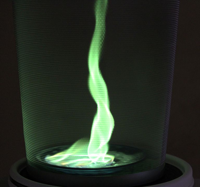 This fire vortex is colored green using a boron salt.
