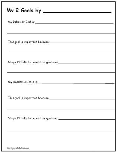 Printable Worksheets for Back to School Goal Setting