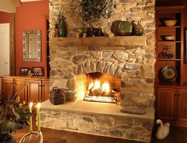 A photo gallery of stone fireplace surrounds that you can build or have a mason build for you.