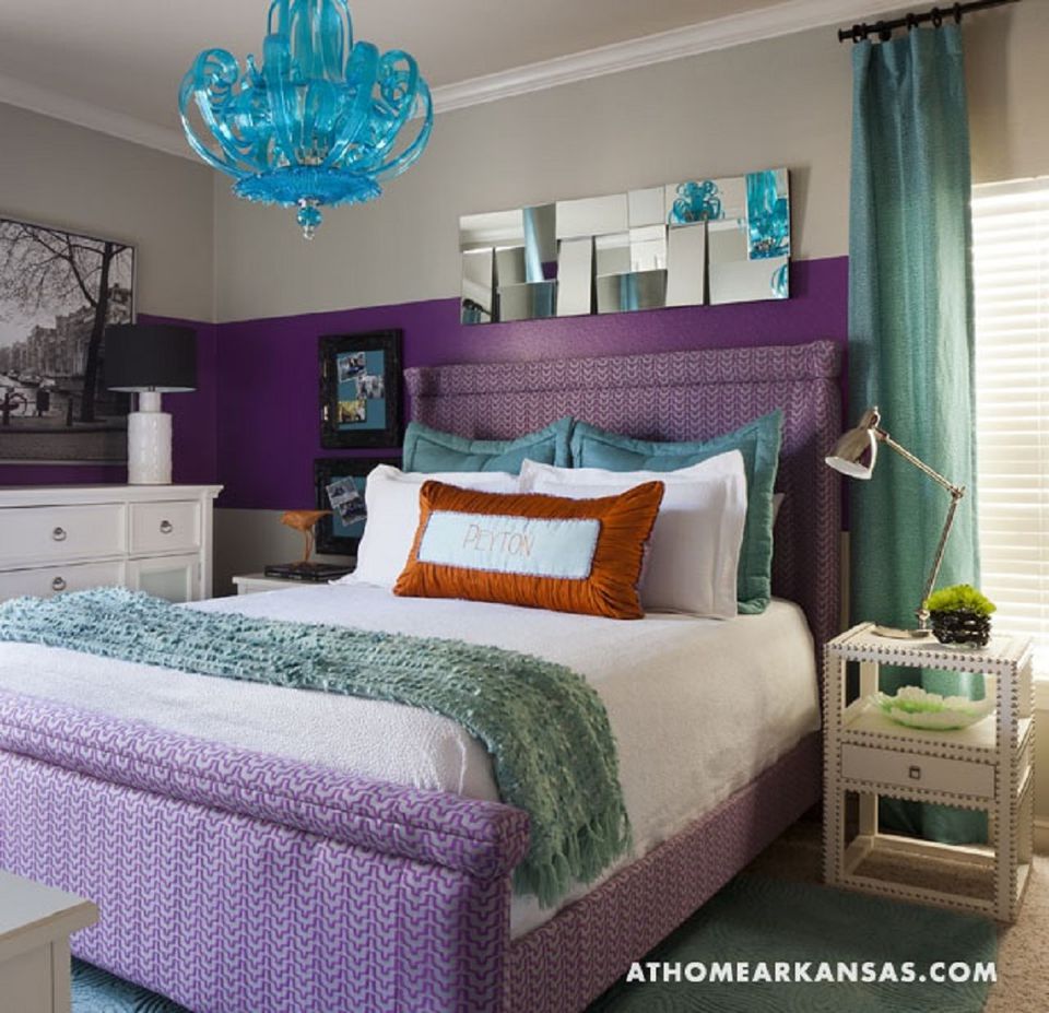 Decorating the Bedroom with Green, Blue and Purple