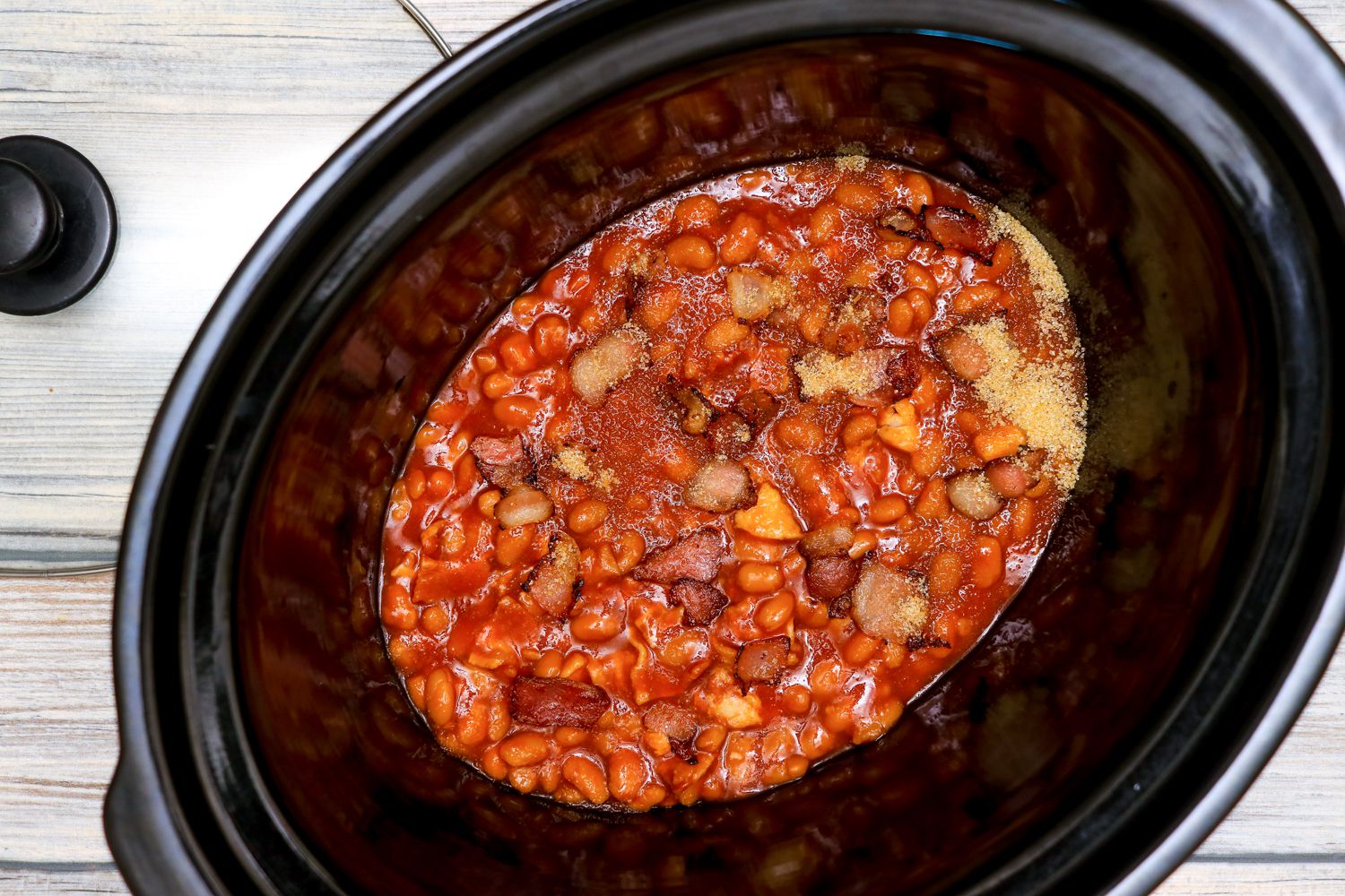 5 Ingredient Slow Cooker Beans With Bacon Recipe