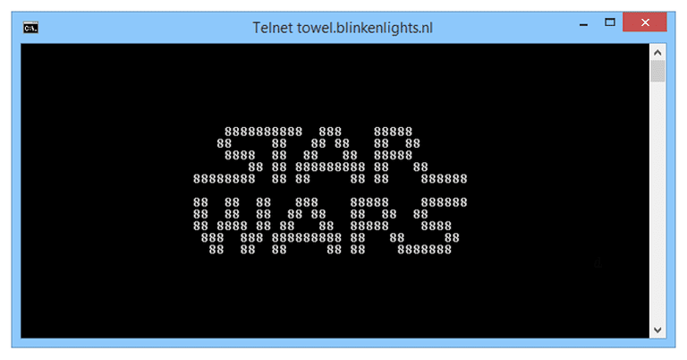 Screenshot of the ASCII Star Wars trick in Command Prompt