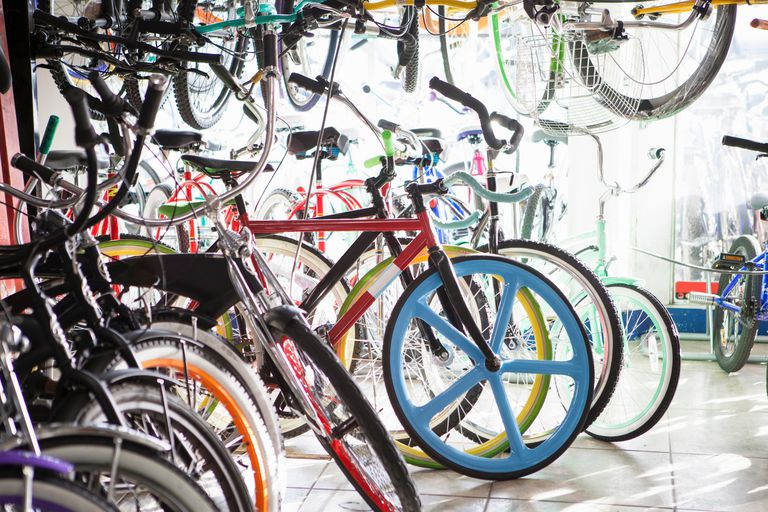 Bicycles for sale in shop