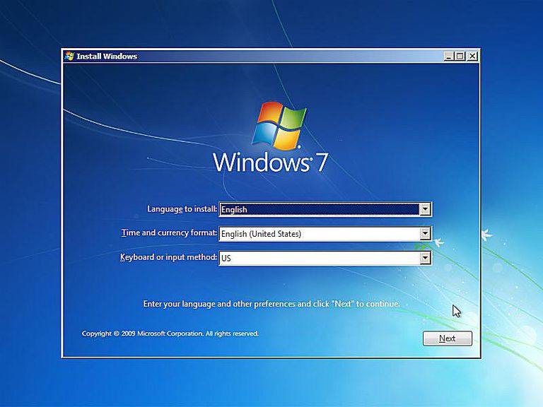 windows 7 setup