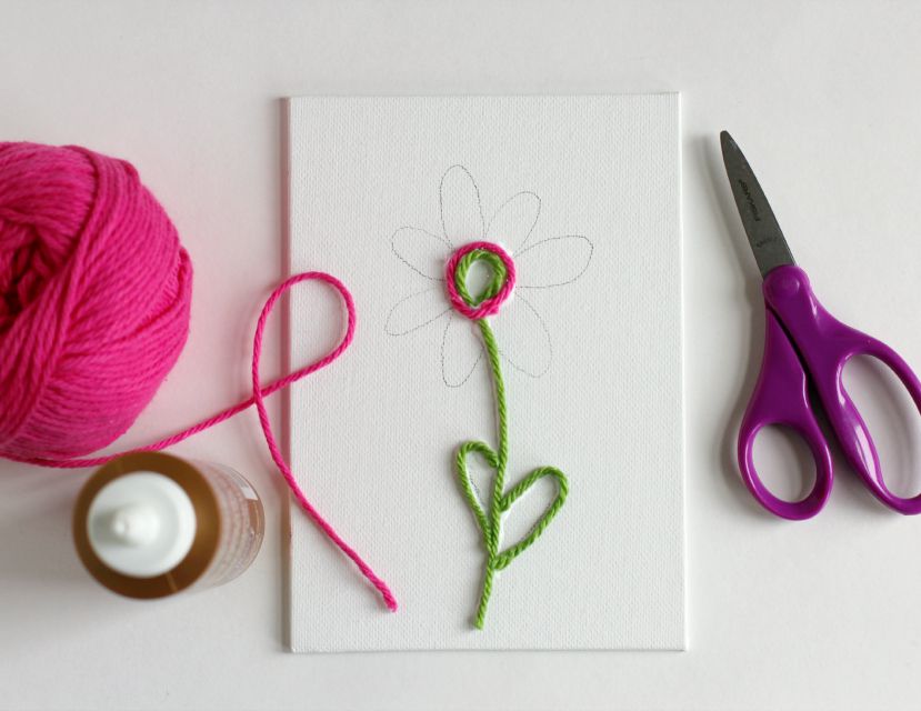 How to Make Spring Flower Yarn Art