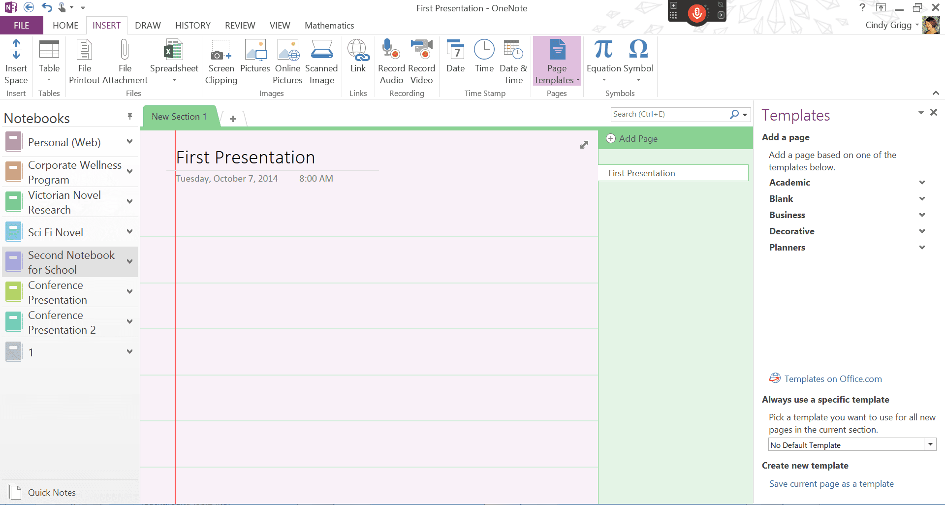 Updated Page Template Options For Microsoft OneNote