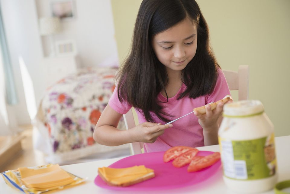 Young Girl Making Sandwich Consisting Wholemeal Stock 
