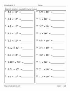 Pre Algebra Exponents and Powers of 10 Worksheets