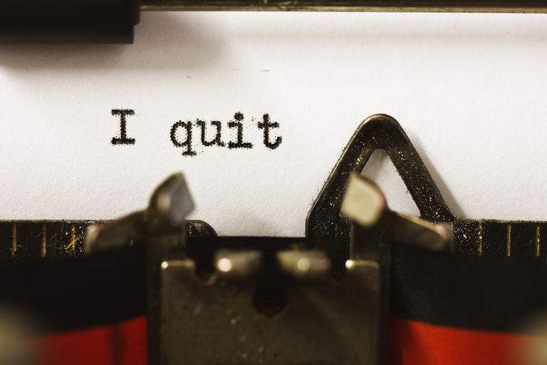 "I quit" on a vintage typewriter