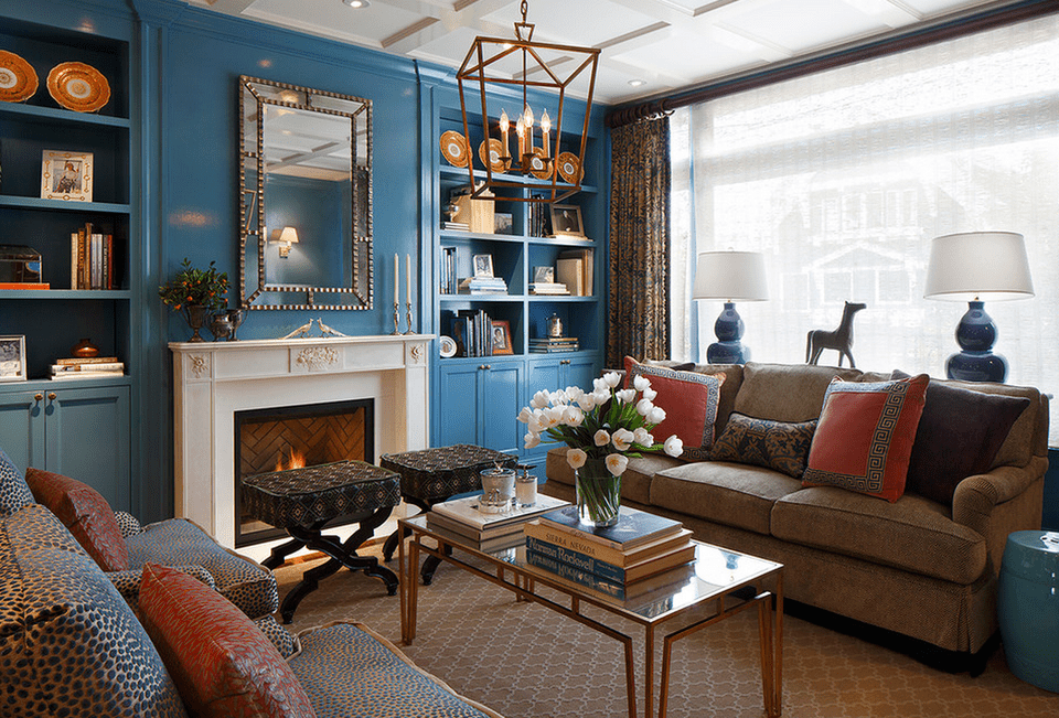 Bright Blue Living Room And Hallways